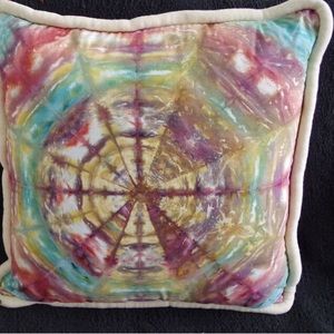 Lovingly Crafted Multi Colour Hand Dyed Pillow in a Mandala Style
